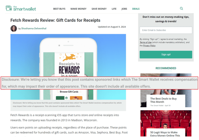 How to Monetize a Website - Sponsored Content Example