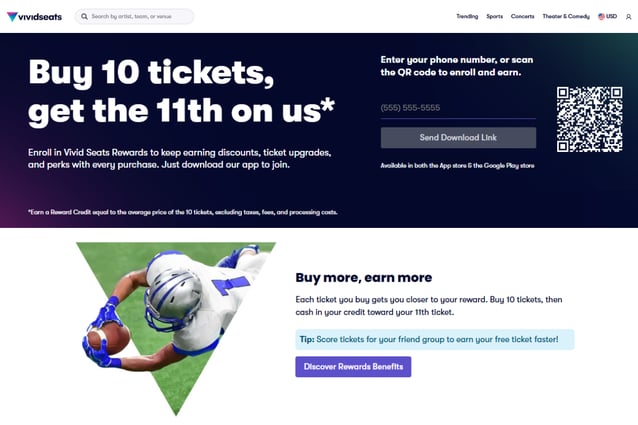Vivid Seats Gamified Loyalty Example