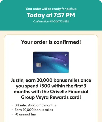 Order confirmed screen