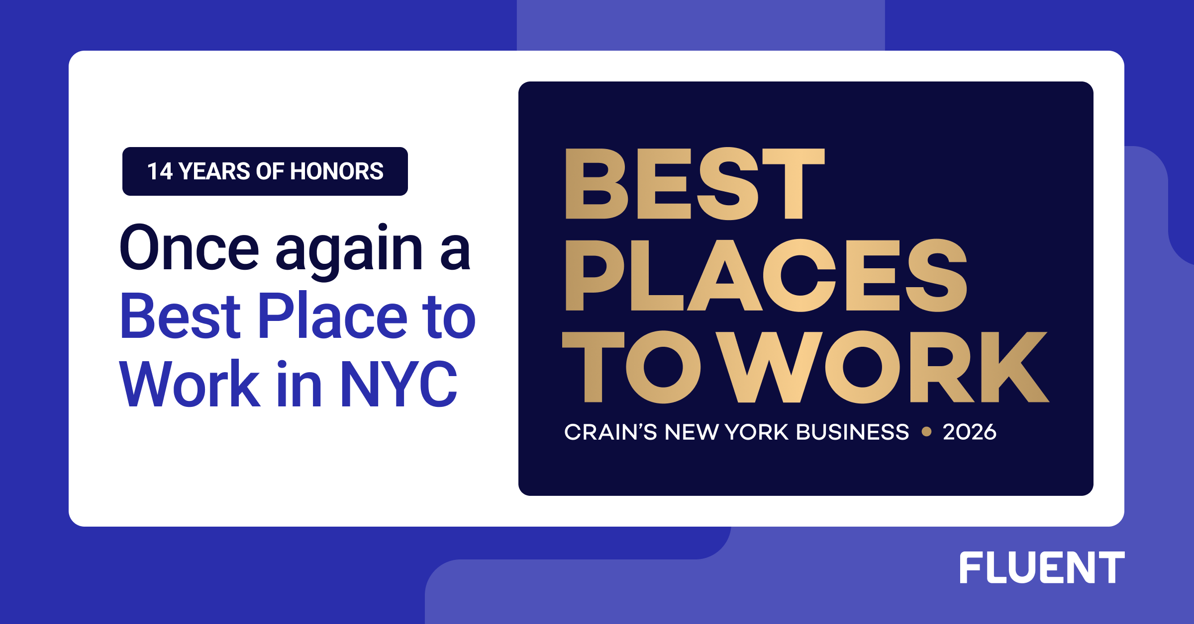 Fluent Named to Crain’s New York Business 2026 Best Places to Work